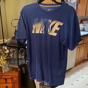 Nike Men's Tee in Blue with Gold Logo